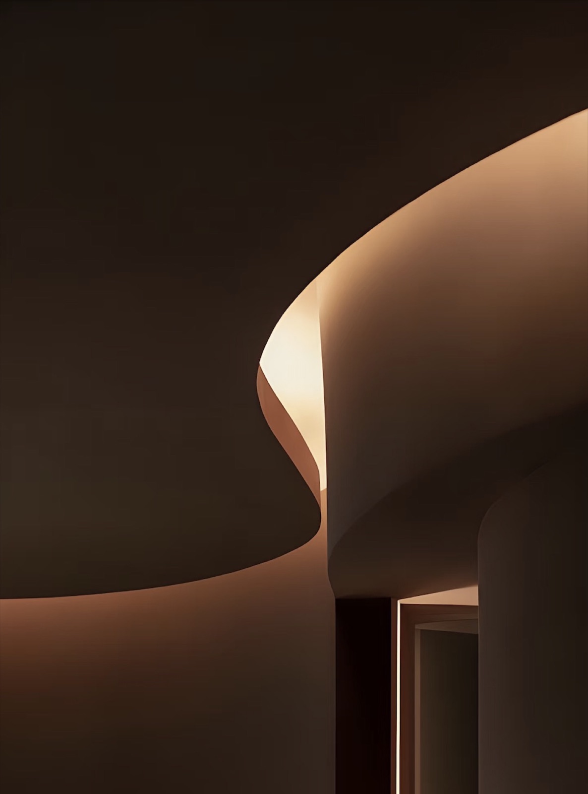 intérieur d'architecture aux courbes douces, lumière chaude — ayyur interiors.